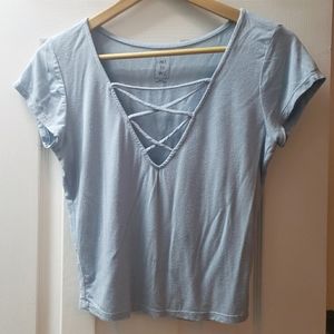 Sexy blue criss cross top